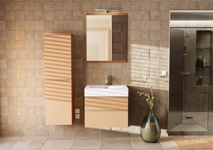 Egoiste – Ocre mat 2T Meuble vasque 2 tiroirs Egoïste, ocre mat - DECOTEC