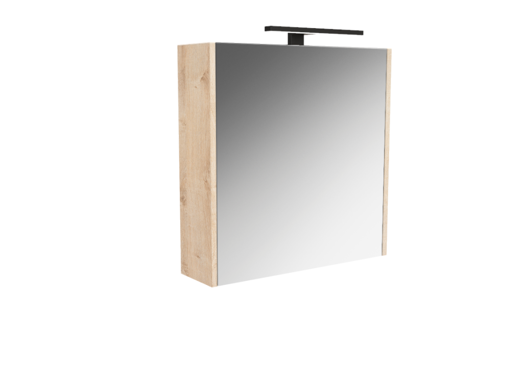 Armoire Courtoisie L60 - Chene vanille + spot LED Celeste L30 Noir mat