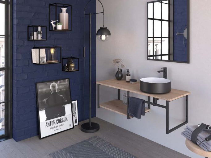 Meuble de salle de bain Console Atelier noir 120cm