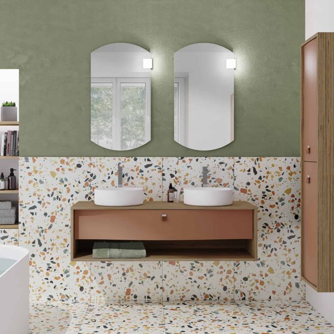 Meuble vasque Havana terracotta L 140cm