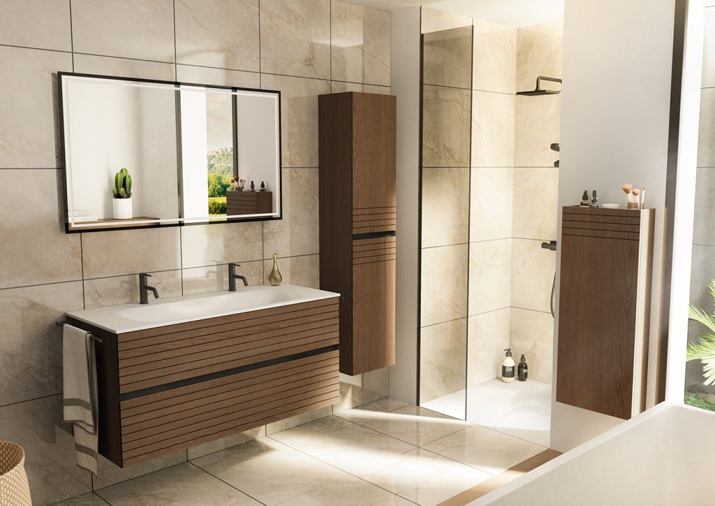 Meuble de salle de bain Signature L120 bois foncé