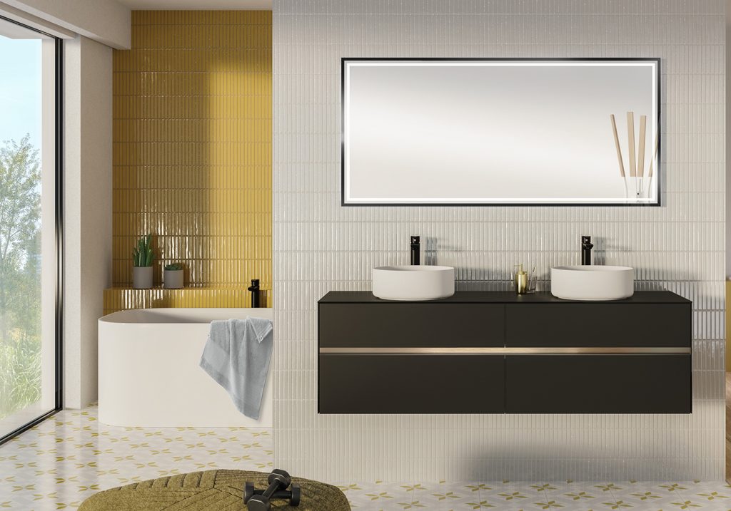 Meuble double vasque Karma avec miroir Narcisse, 160cm