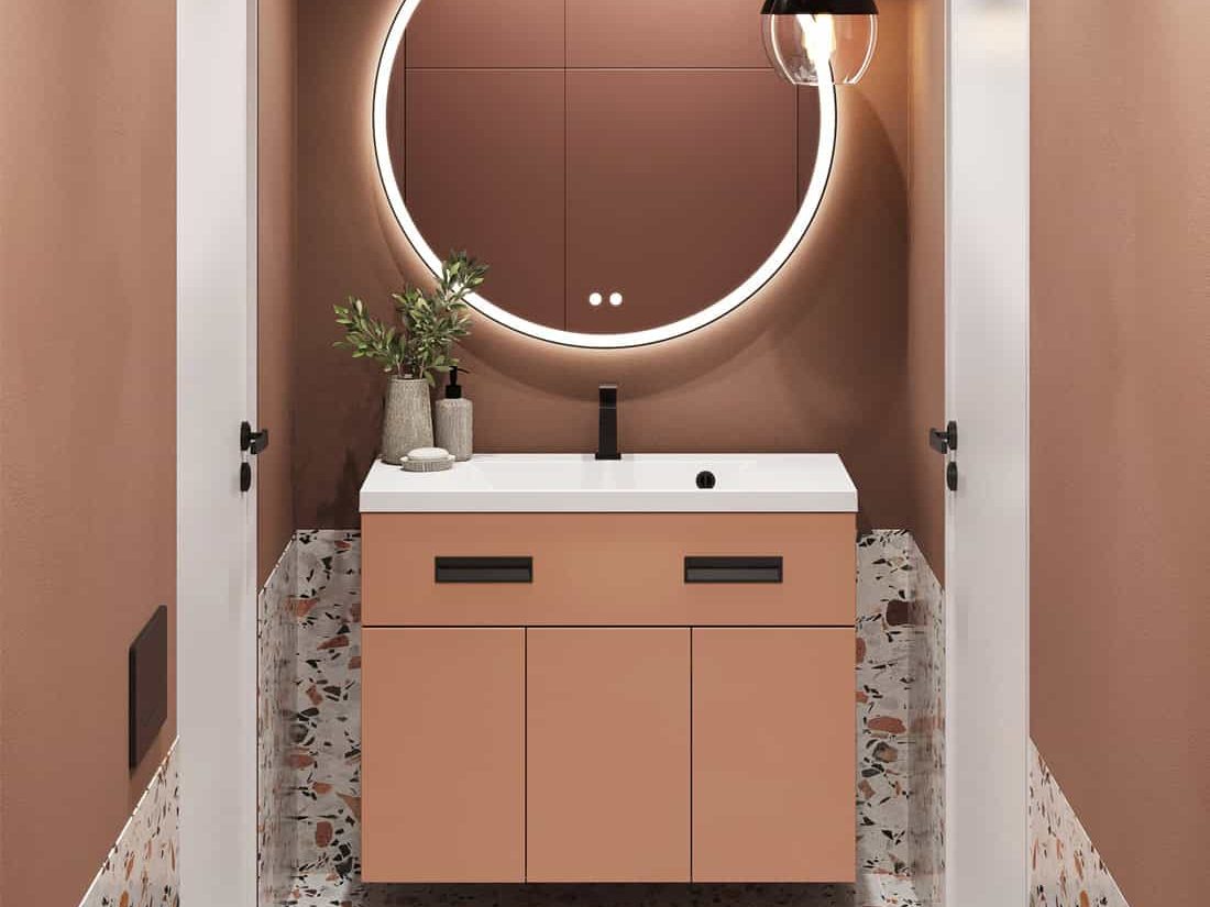 Meuble vasque optimum L120, terracotta