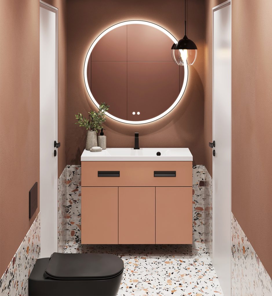 Meuble vasque optimum L120, terracotta