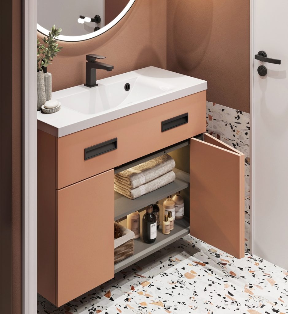 Meuble vasque optimum L120, terracotta