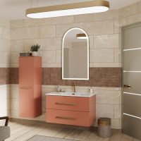 Thumbnail of http://Bento%20L80%20Terracotta%20mat%20poignee%20Flap%20-%20miroir%20LED%20First%20semi-oblong