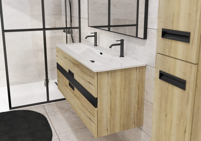 Vibrato Chene brut naturel L120- vasque EQUINOXE